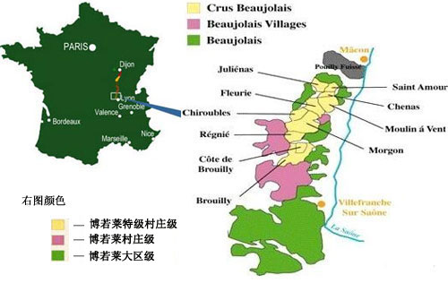 博若萊葡萄酒分級(jí)地圖